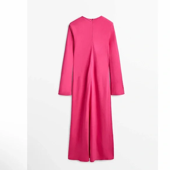 Massimo Dutti Elegant Fuchsia Long Sleeve Dress - Picture 3 of 7